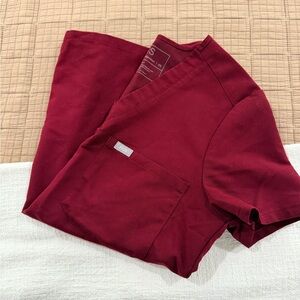 Figs Burgundy Scrub Top